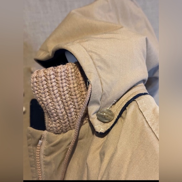 Vintage 1950’s Selvy Fur Company tan canvas navy wool Reversible Hooded Cape OS - Picture 7 of 11